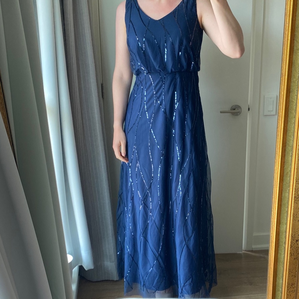 Navy Bridesmaid’s Dress Bill Levkoff Size 8
